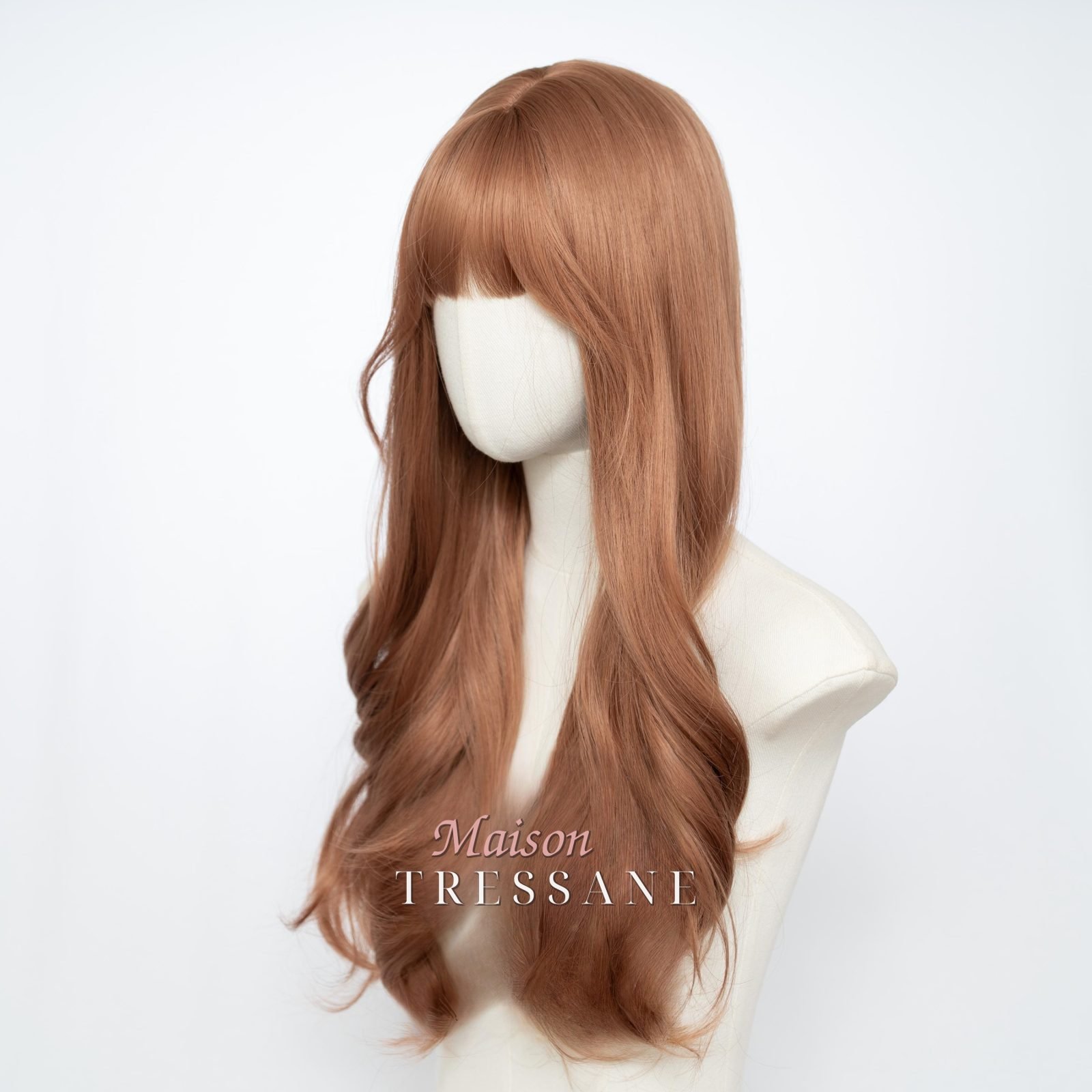 Ondulée blonde dorée avec frange — ondulée, 60 cm, teinte blond — vue de face