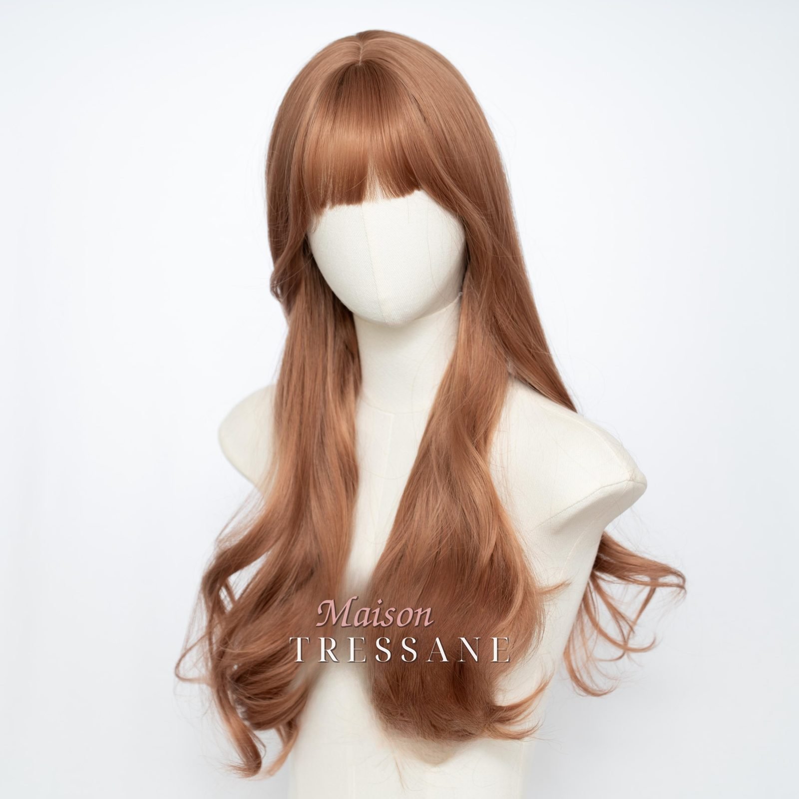 Ondulée blonde dorée avec frange — ondulée, 60 cm, teinte blond — vue de trois quarts