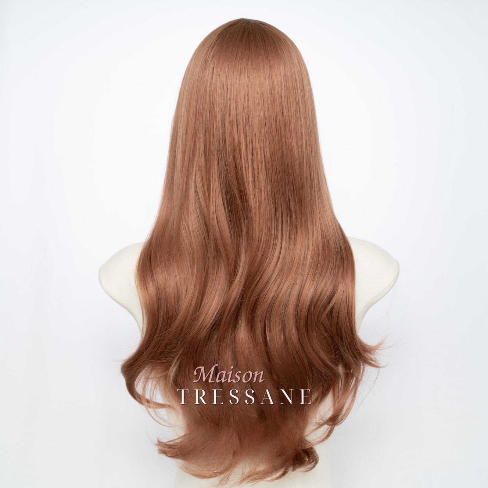 Ondulée blonde dorée avec frange — ondulée, 60 cm, teinte blond — vue de dos