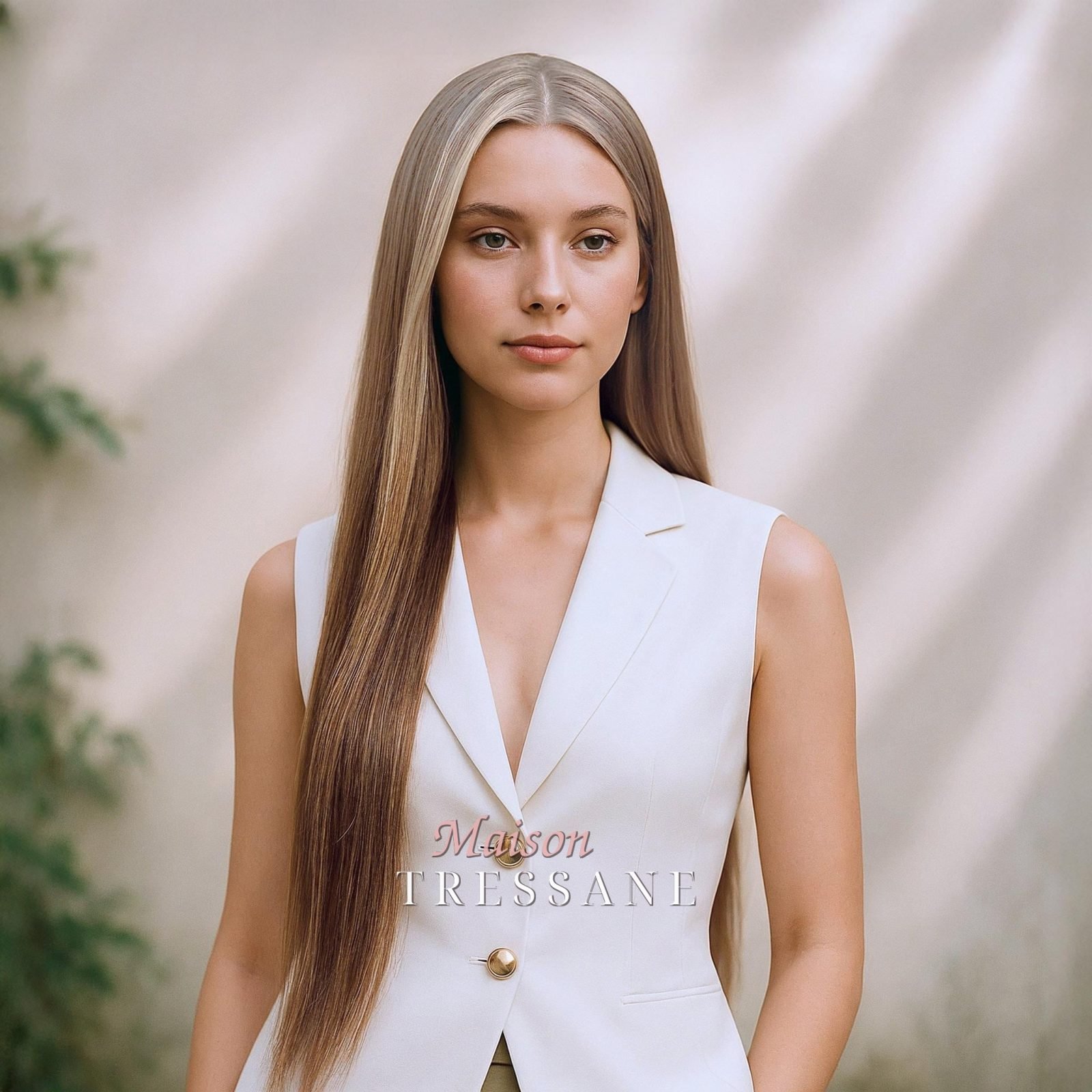 Perruque Lace Front 13 x 4 Blond Cendré Clair 26 Pouces — lisse, 65 cm, teinte blond — portée, vue de face