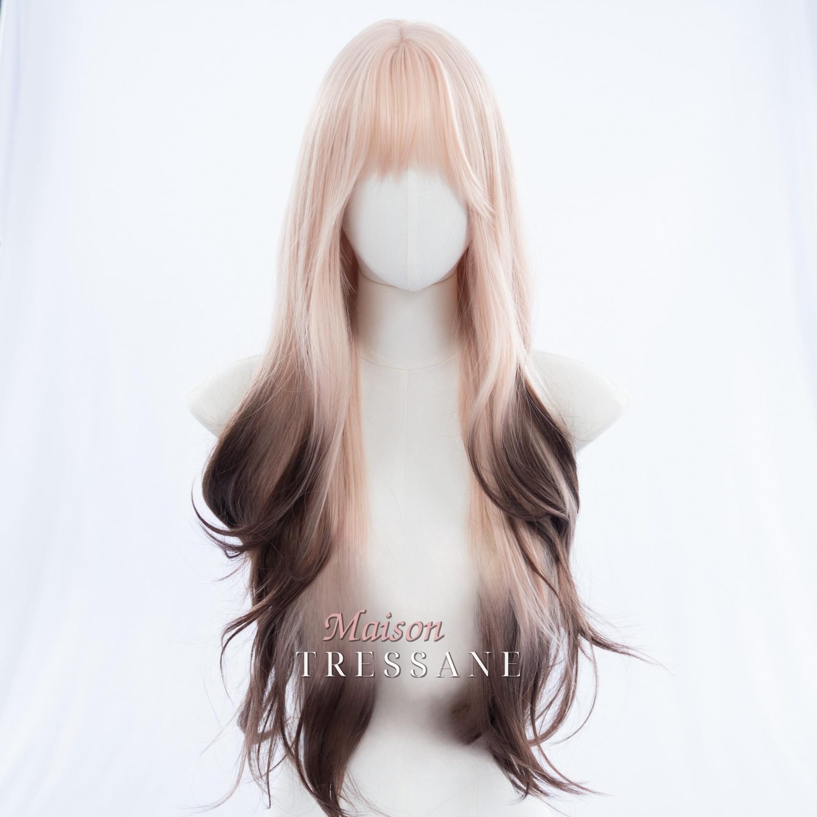 Ondulée ombrée de 26 pouces avec frange — Blond — ondulée, 65 cm, teinte blond — vue de face