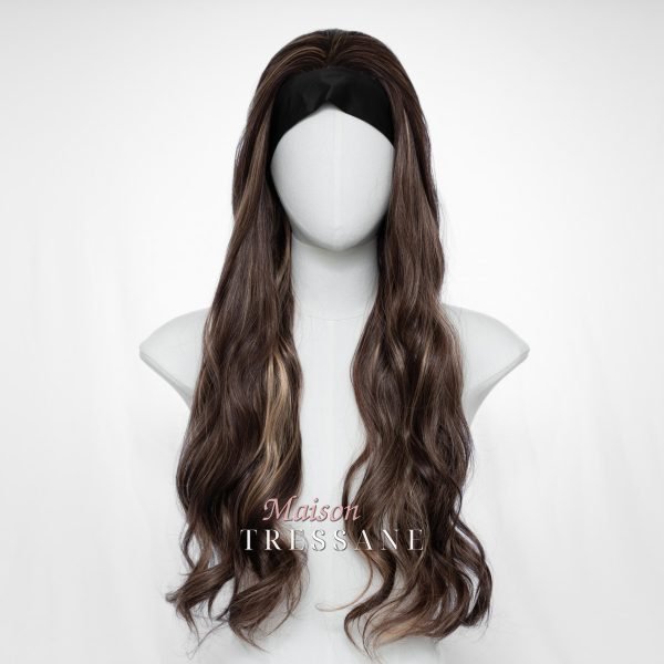 Perruque serre-tête de 61 cm — Blond — 60 cm, teinte blond — portée, vue de face