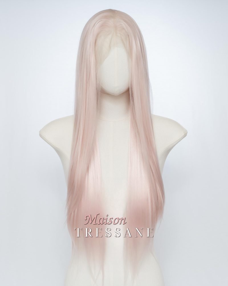 Perruque lace frontale 13 x 4 rose pastel 61 cm
