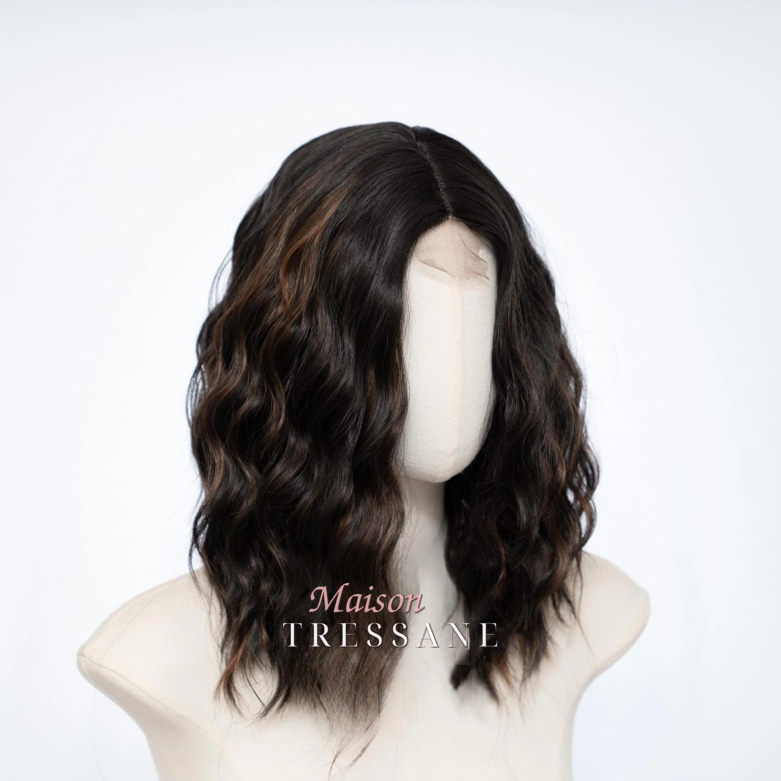 Petite Perruque Lace Front Bob Ondulée Marron Foncé 14 Pouces — ondulée, 35 cm, teinte brun — vue de face