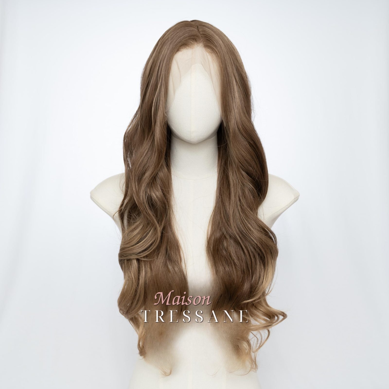 Perruque Synthétique Ondulée Lace Frontale 13 x 4 Blond Foncé 24 — ondulée, 60 cm, teinte blond — vue de face