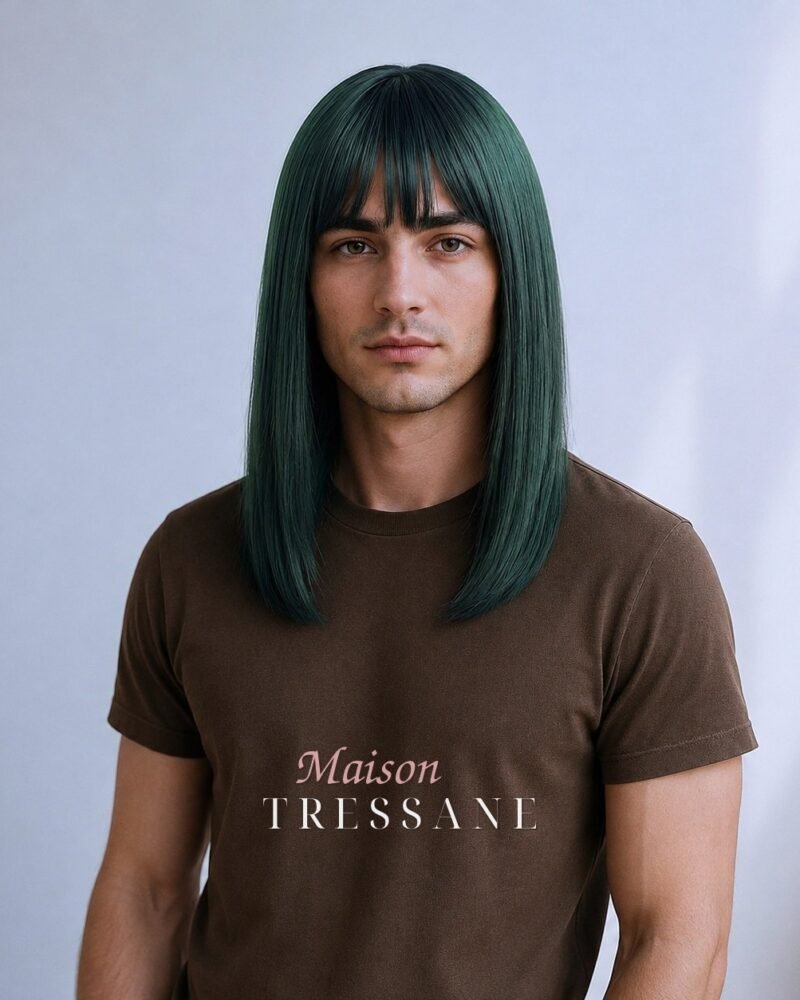 Perruque vert lisse 40 cm