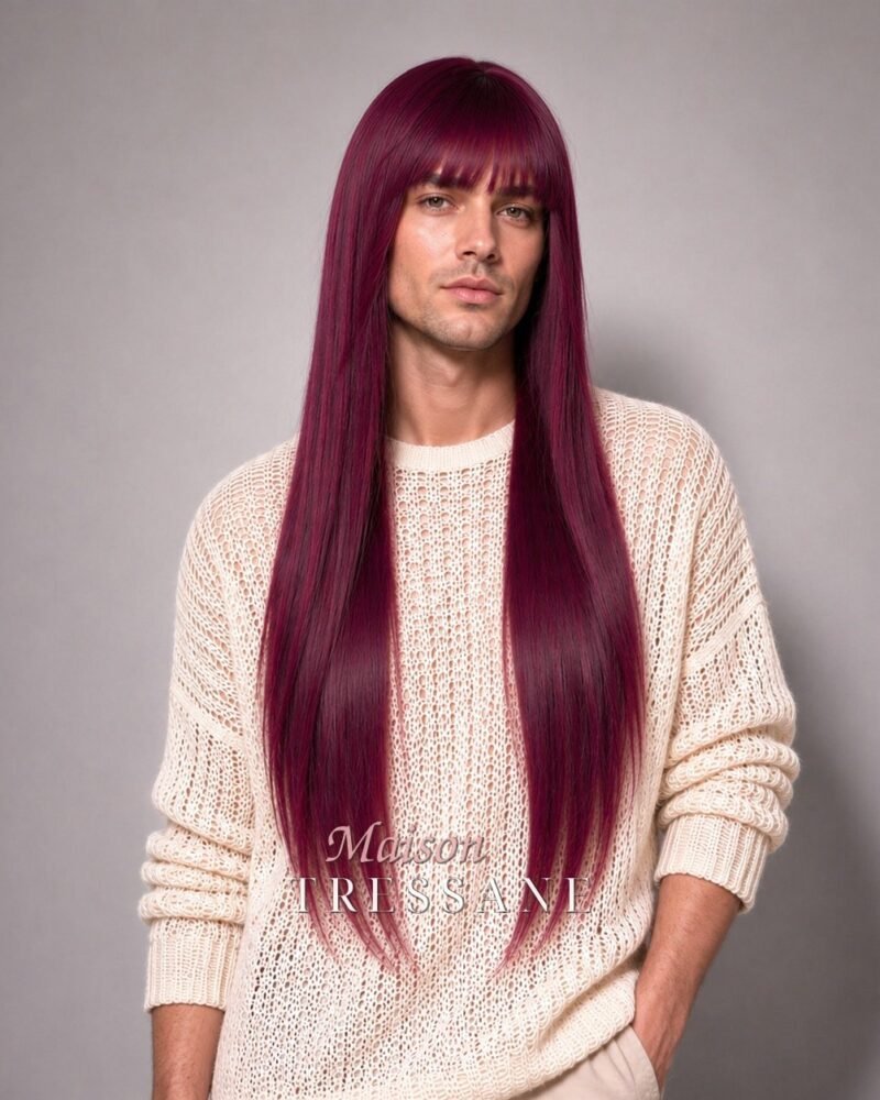 Perruque magenta 60 cm, lisse