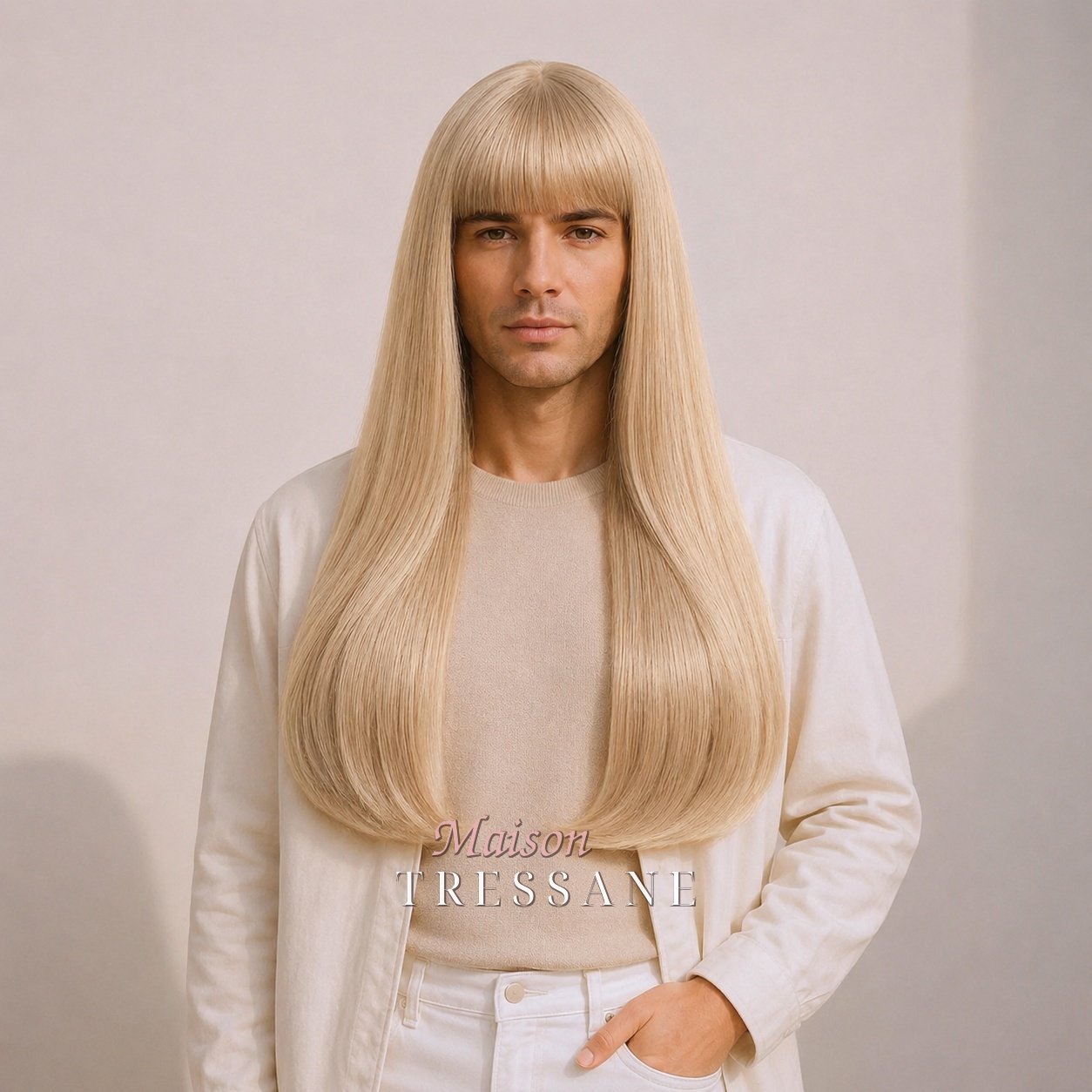 Perruque 60 cm — blond — bonnet réglable 53-60 cm