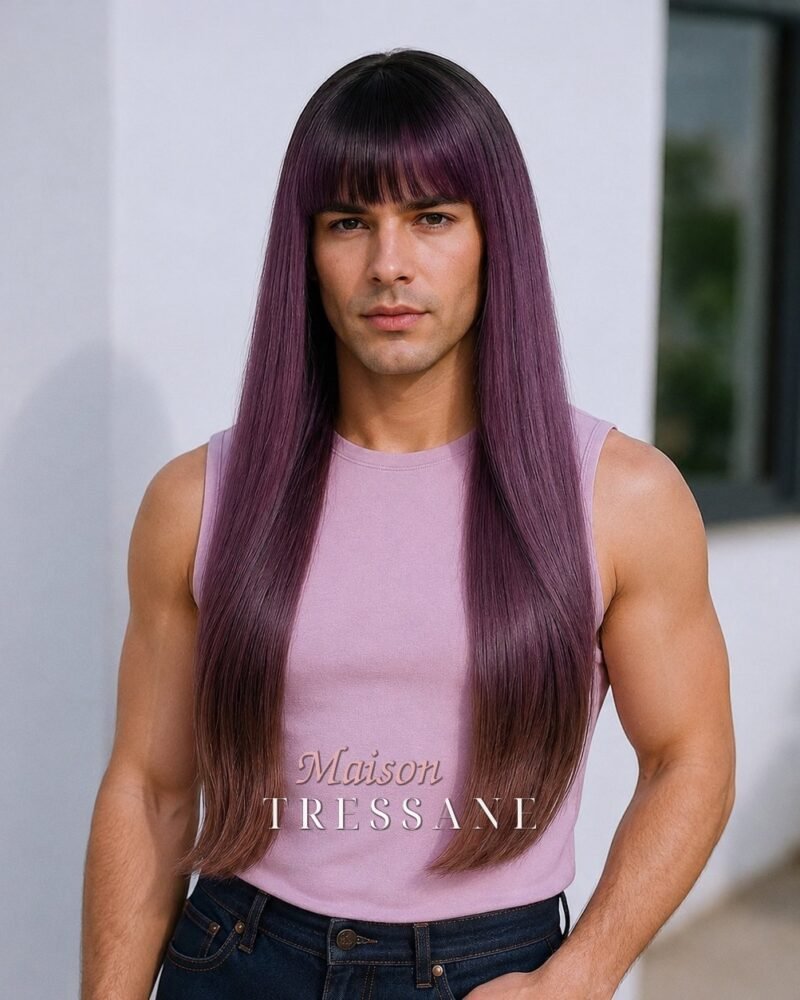 Perruque violet ombré 60 cm, lisse