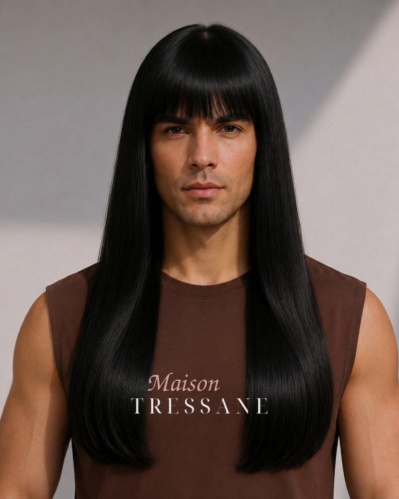 Perruque noir lisse 60 cm