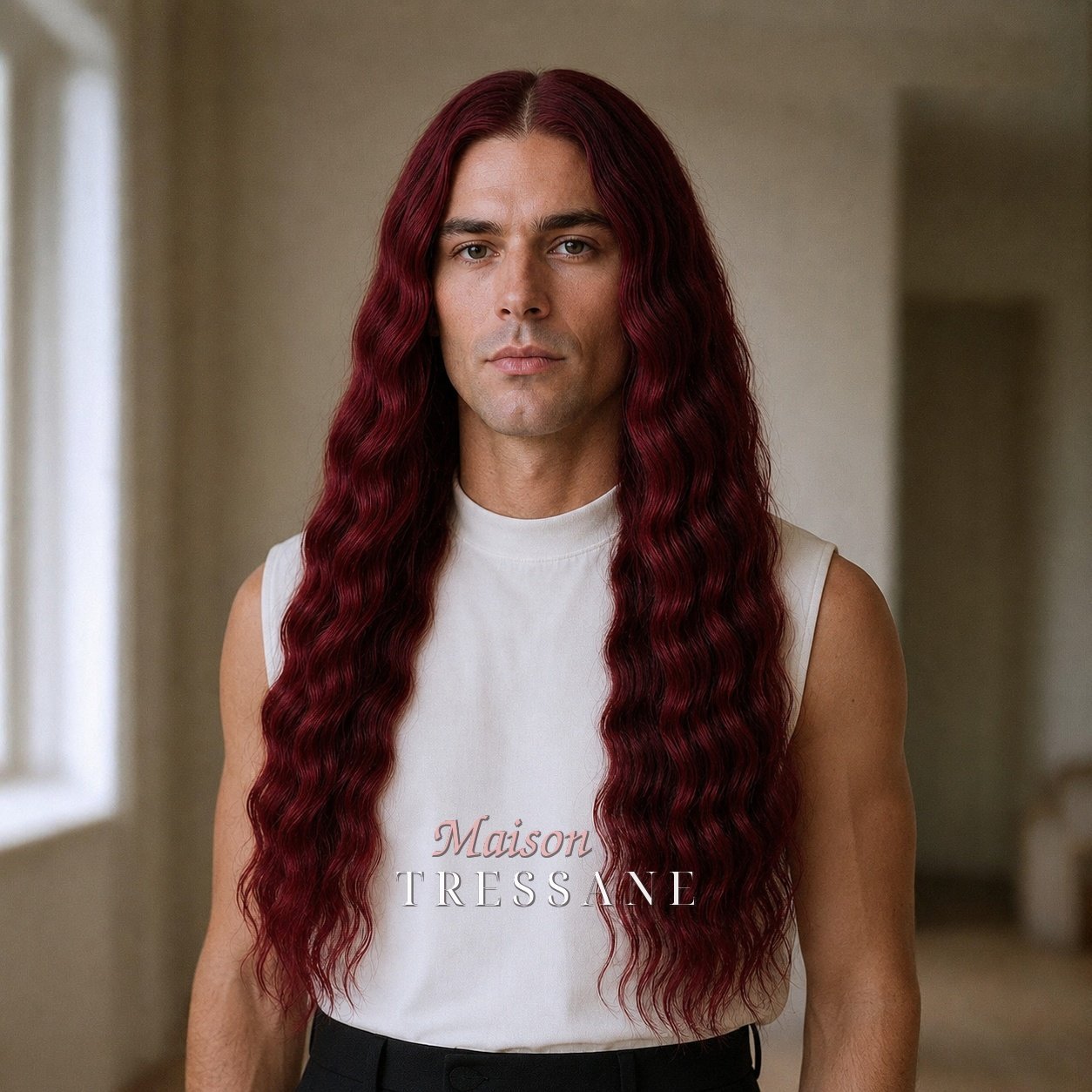 Perruque 61 cm — rouge bouclée — lace front