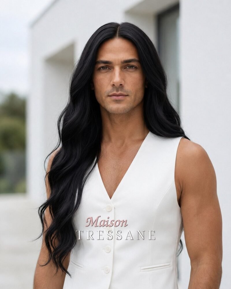 Perruque noir 61 cm, ondulée — lace front