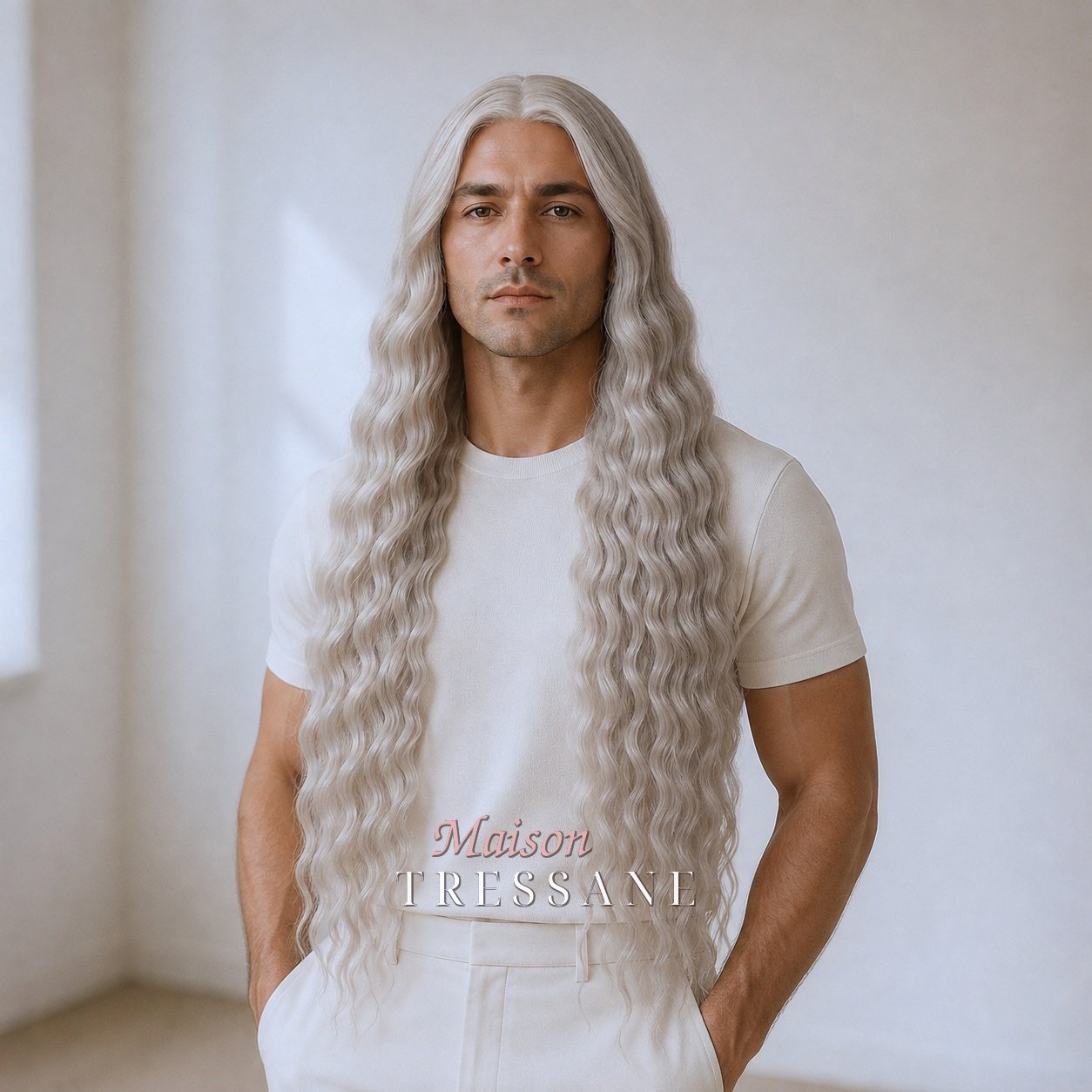 Perruque 65 cm — blond cendré — lace front