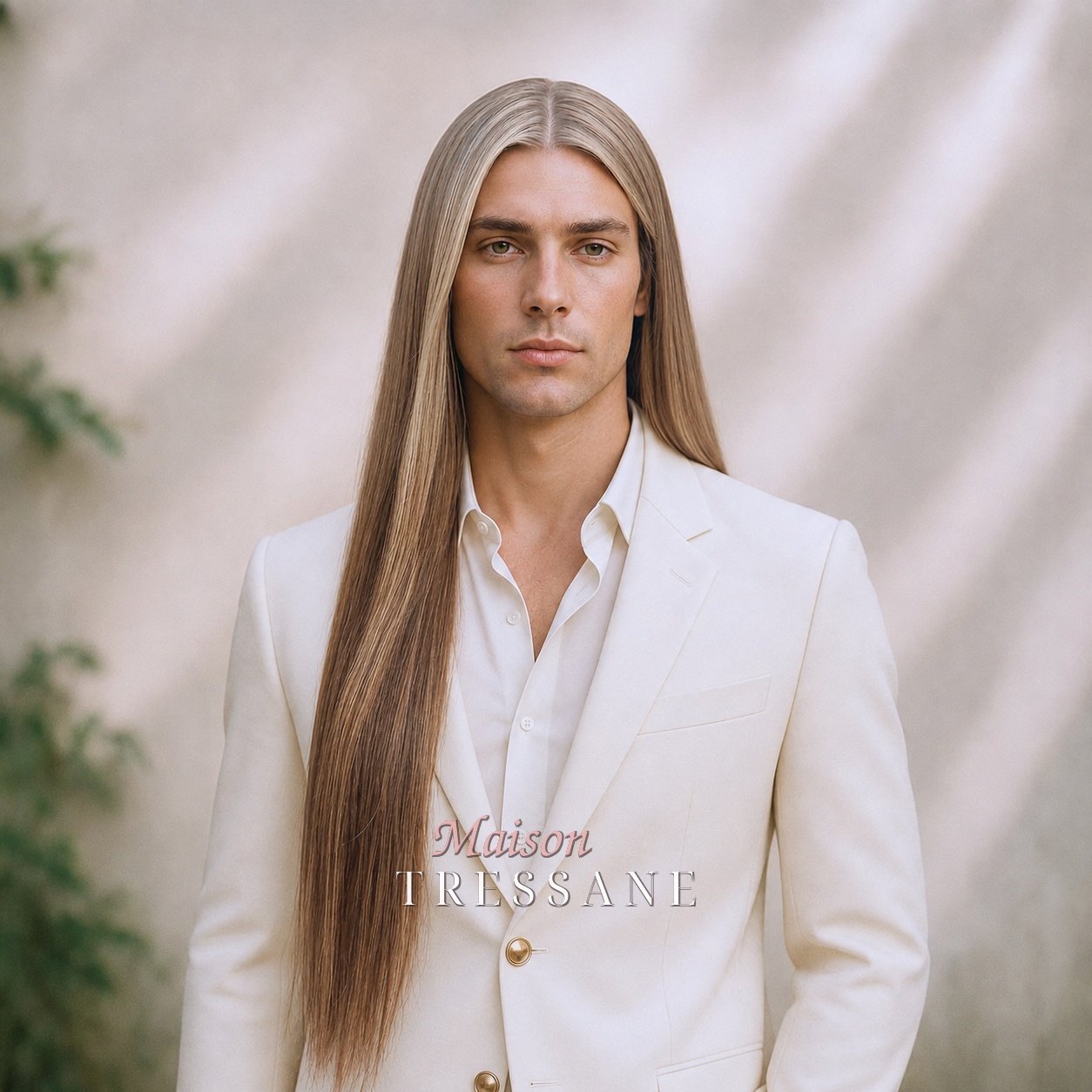 Perruque blond cendré lisse 65 cm — lace front