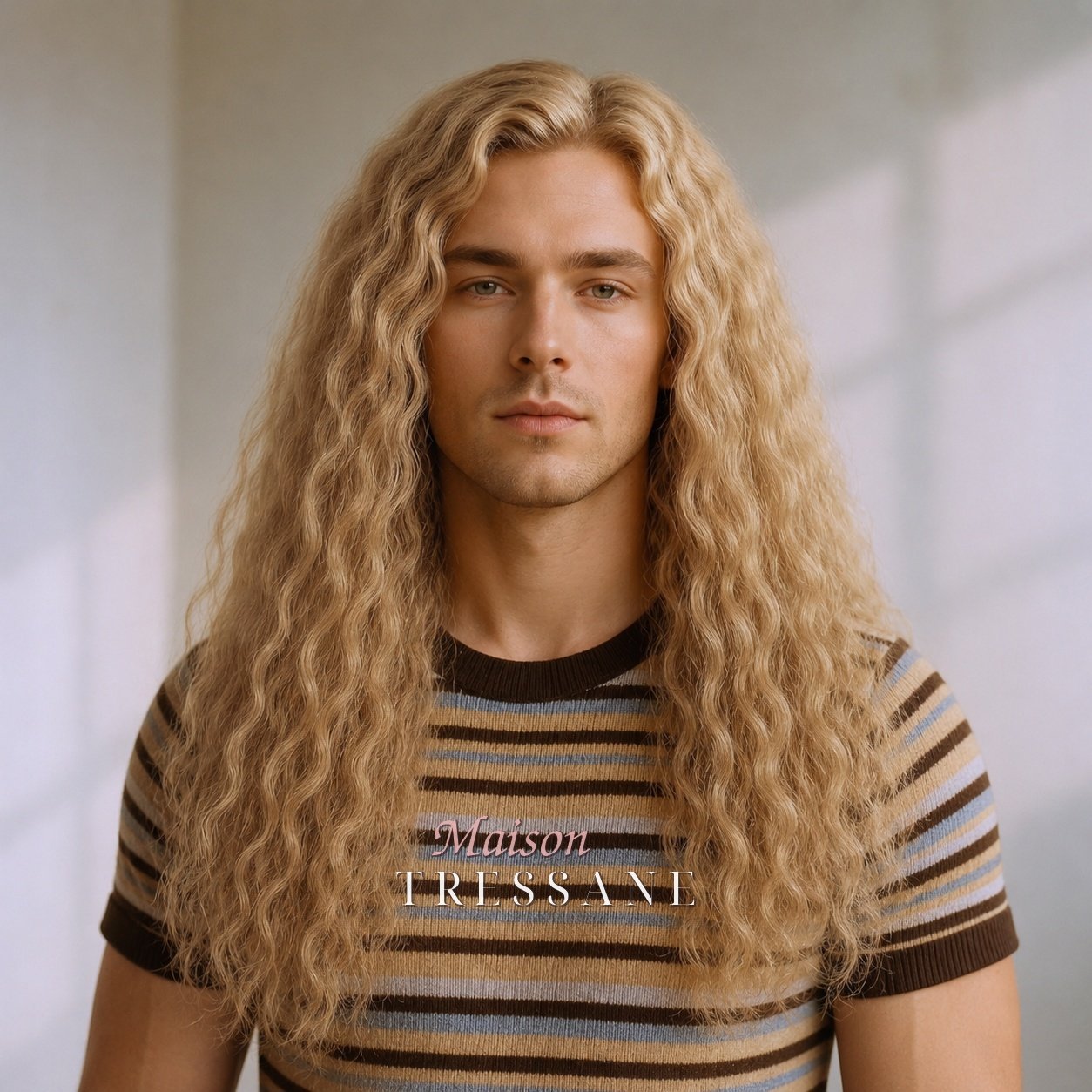 Perruque blond 55 cm, bouclée — lace front