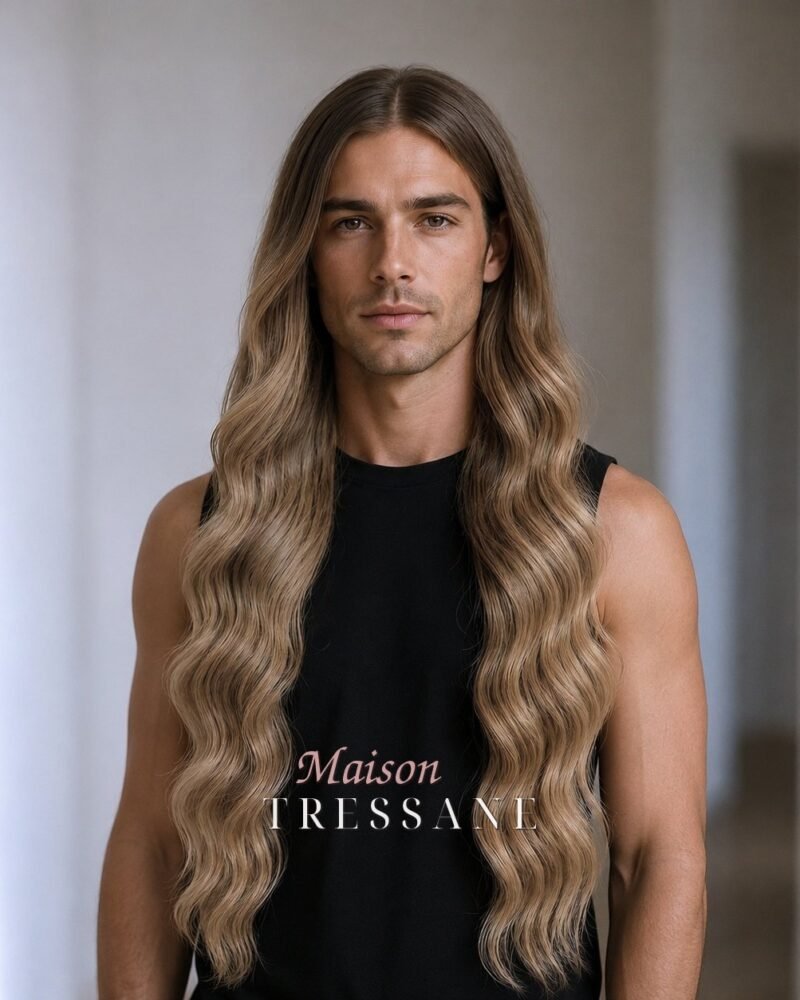 Perruque brun ombré ondulée 60 cm — lace front