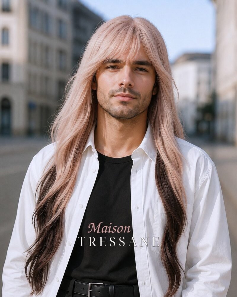 Perruque 65 cm — blond ombré ondulée — bonnet réglable 53-60 cm — 320 g
