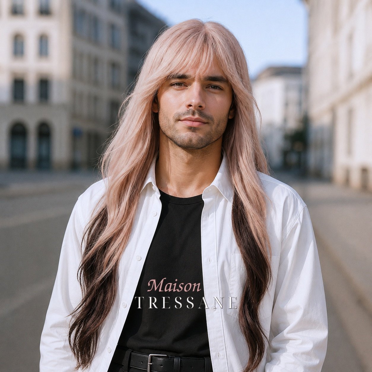 Perruque 65 cm — blond ombré ondulée — bonnet réglable 53-60 cm — 320 g