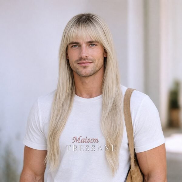 Perruque blond cendré lisse 61 cm — lace front