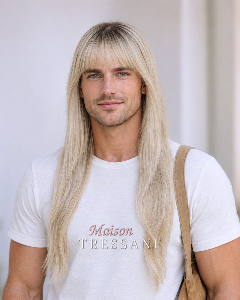 Perruque blond cendré lisse 61 cm — lace front