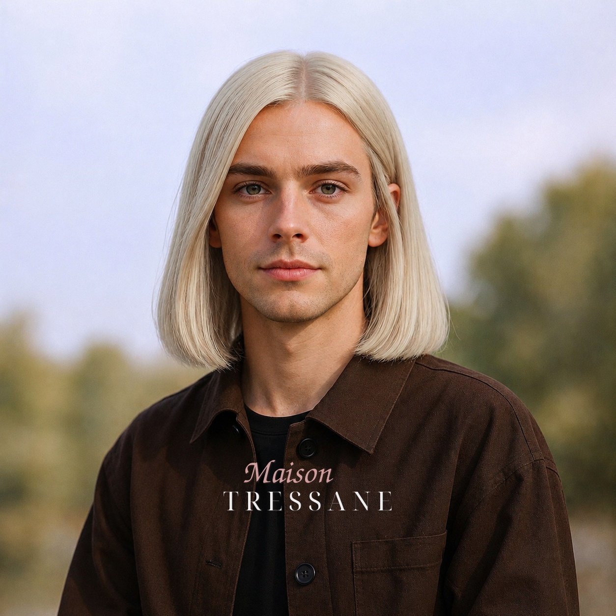 Perruque homme 30 cm — blond platine glacé — lace front — Maison Tressane