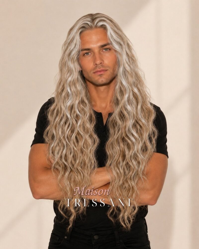 Perruque blond, ondulée — lace front