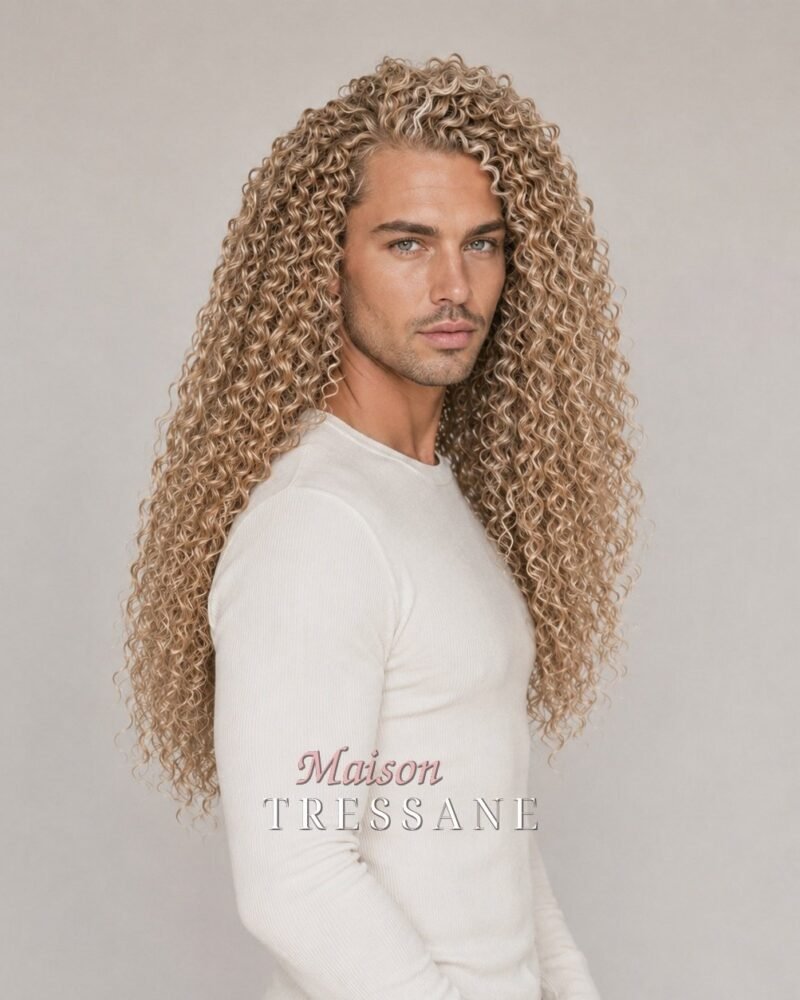 Perruque 50 cm — beige cendré bouclée — lace front