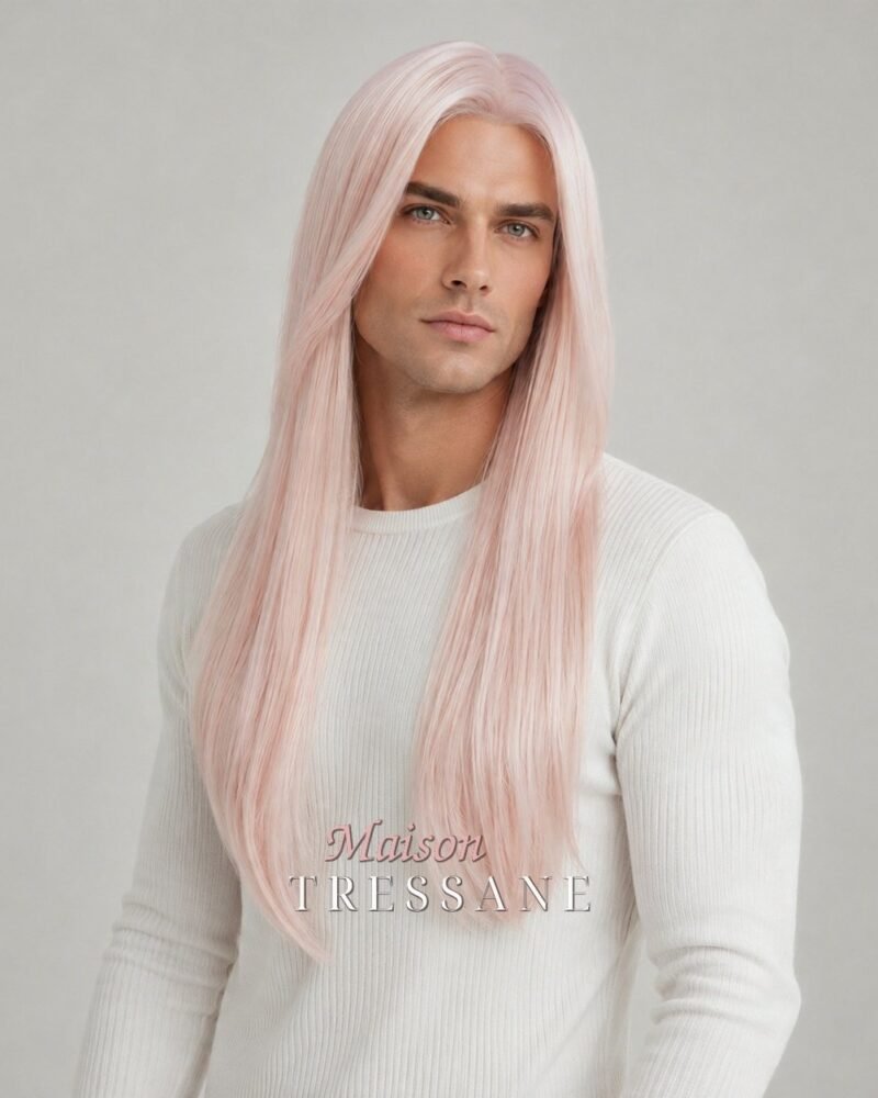 Perruque 61 cm — rose et pastel lisse — lace front