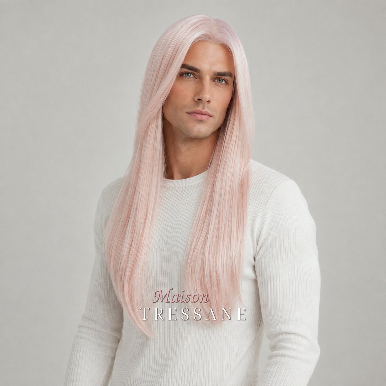 Perruque 61 cm — rose et pastel lisse — lace front