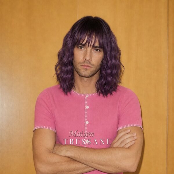 Perruque carré violet ombré ondulée