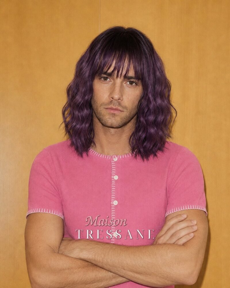 Perruque carré violet ombré ondulée