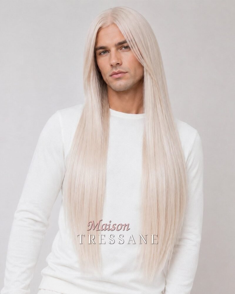 Perruque blond platine lisse 61 cm — lace front