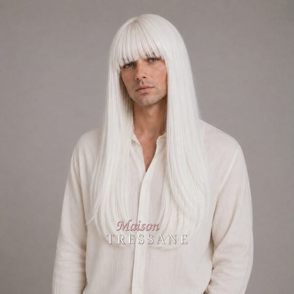 Perruque 60 cm — blanc lisse