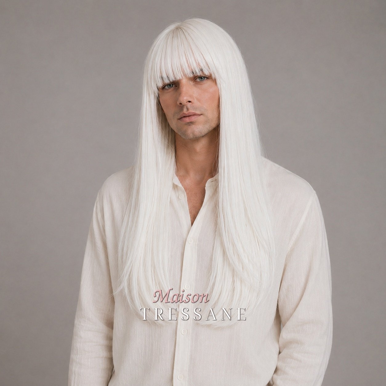 Perruque 60 cm — blanc lisse