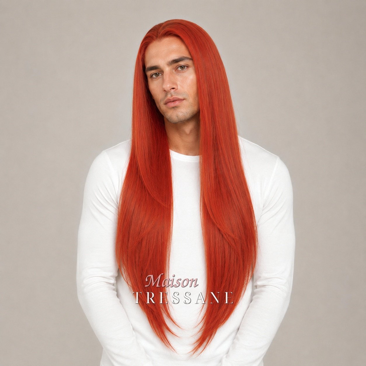 Perruque 60 cm — cuivré lisse — lace front