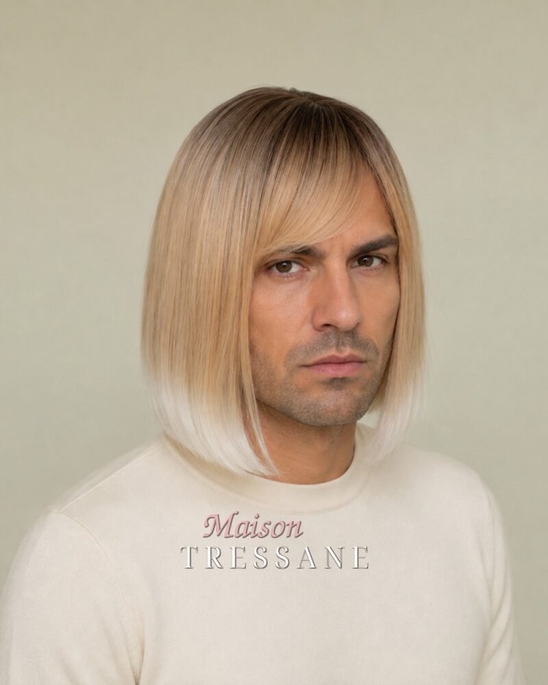 Perruque 30 cm — brun et blond ombré carré
