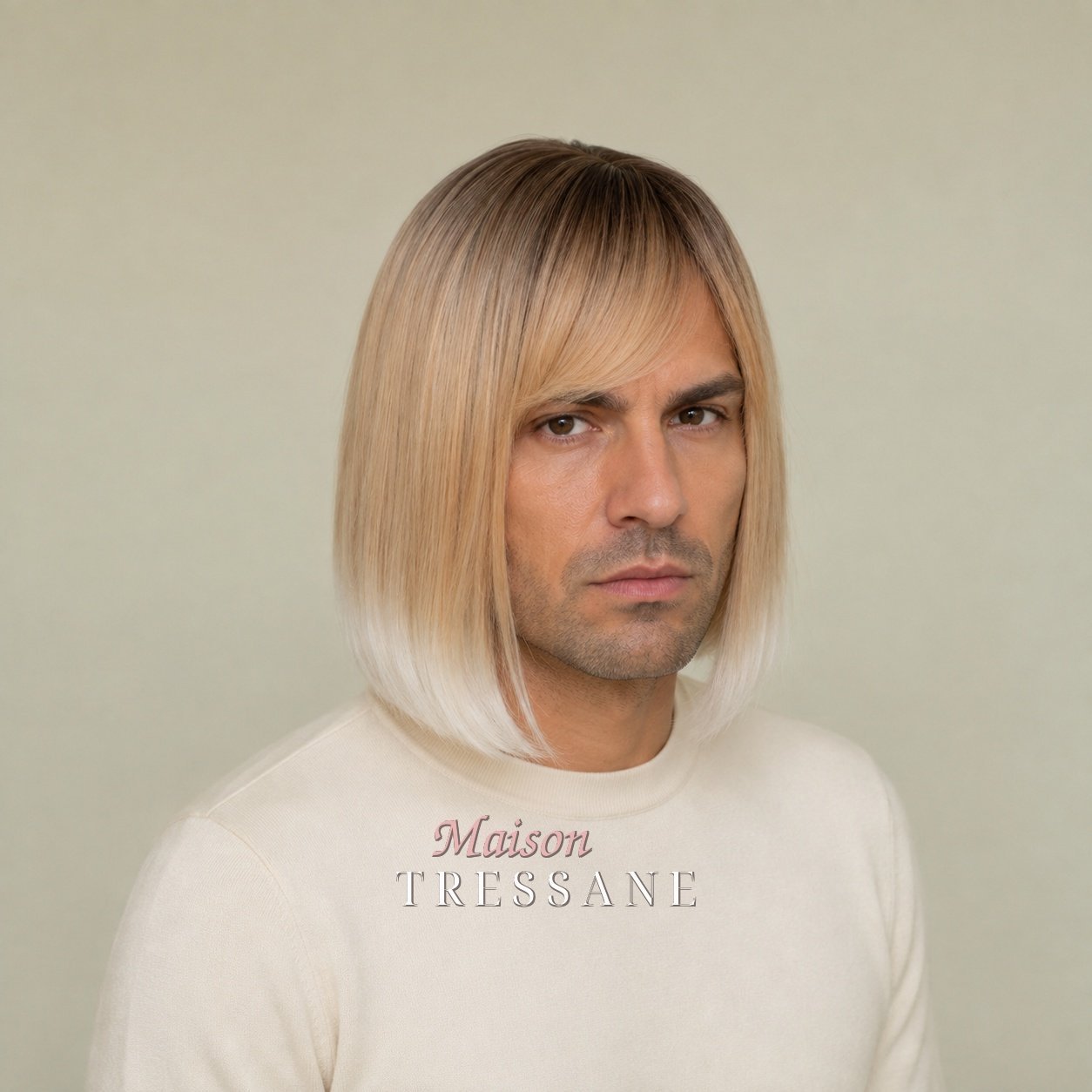 Perruque 30 cm — brun et blond ombré carré