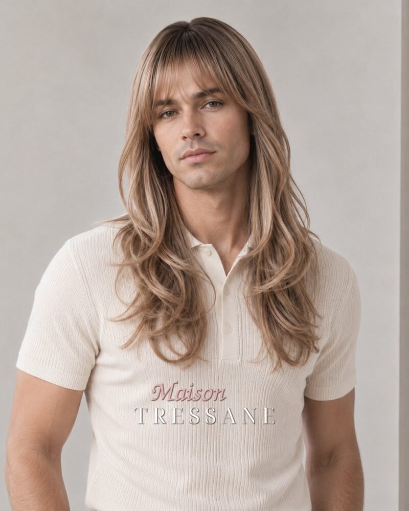 Perruque 55 cm — blond ondulée — bonnet réglable 53-60 cm