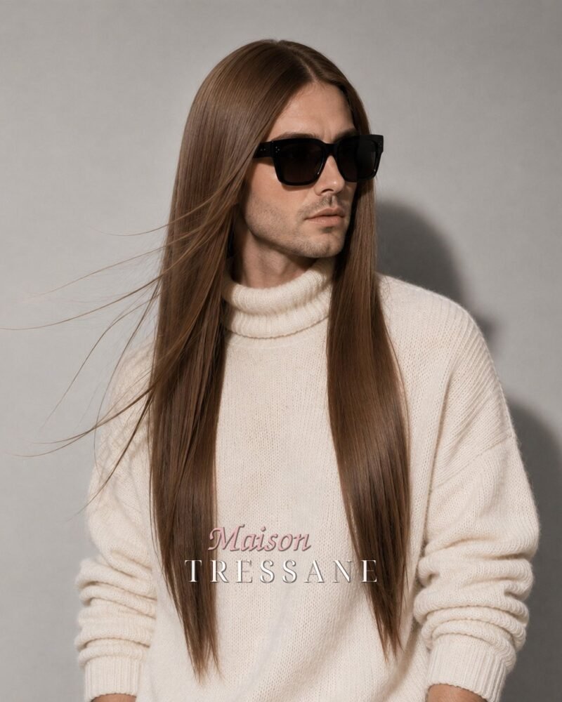 Perruque brun lisse 60 cm — lace front