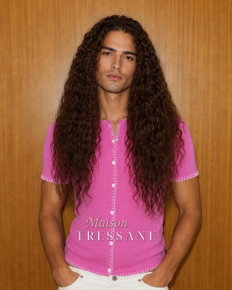 Perruque brun foncé, bouclée — lace front