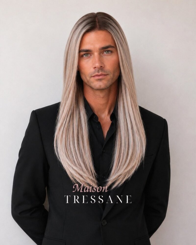 Perruque blond glacé 55 cm, lisse — lace front