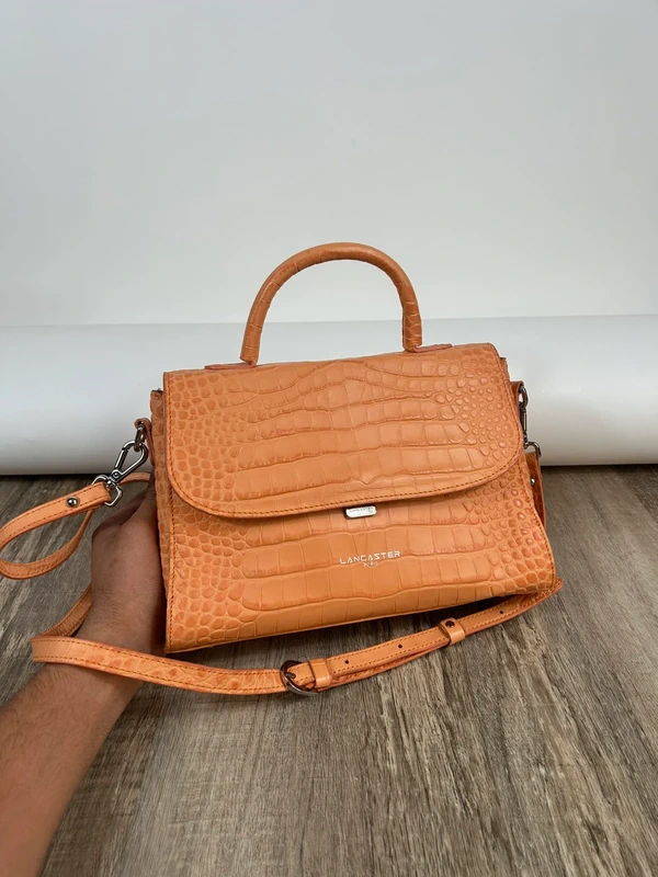 Sac à main à bandoulière Lancaster Exotic Croco - Cuir Orange