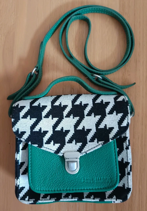 Sac bandoulière Paul Marius vert motif pied-de-poule