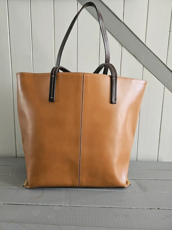 Grand sac cuir lisse camel Nardelli