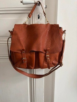 Sac Maths grand format Réversible cuir grainé Cognac Craie Studio