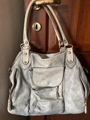 Sac a spalla vera cuir manifattura italiana grigia