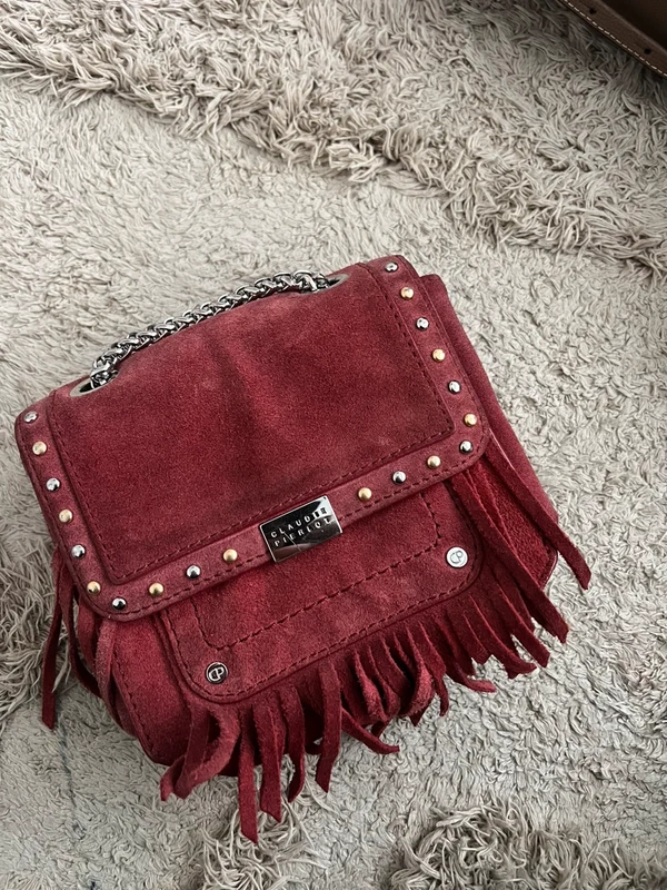 Sac Claudie Pierlot en velours rouge