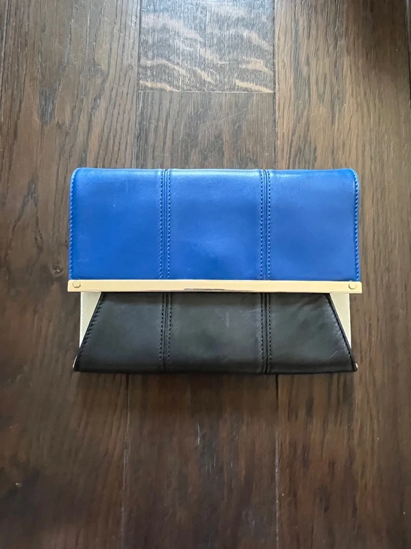 Heirloom Sac chaîne pochette cuir noir blanc bleu