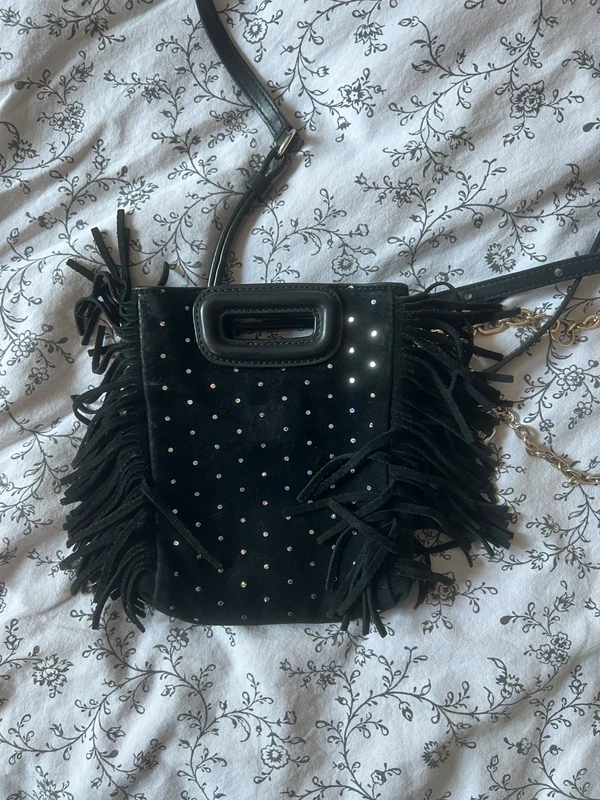 Sac maje noir frange