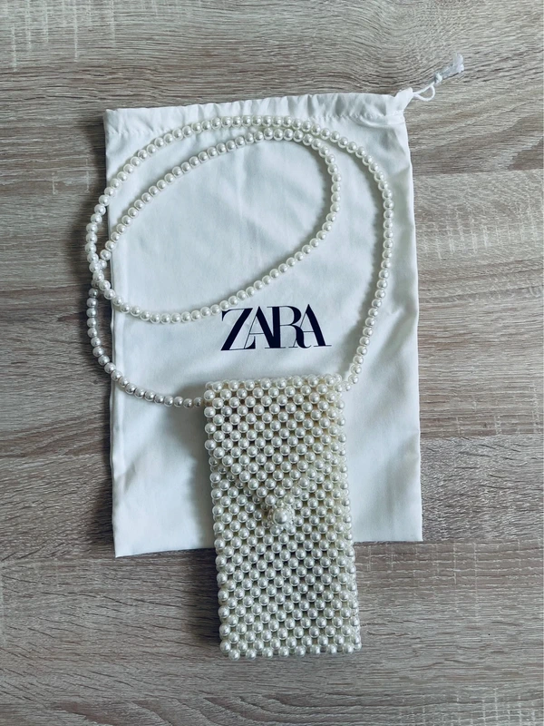 Sac bandoulière pour téléphone perles blanches - Zara